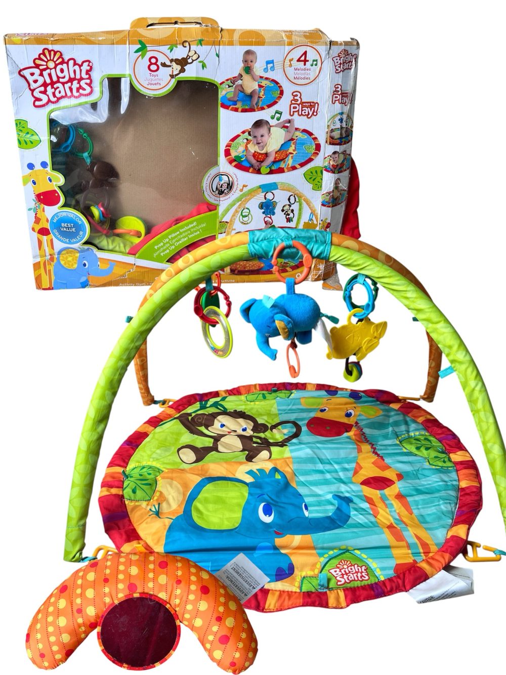 57f72db1632a492dbbea6ed7c1d1f8f5 Thảm chơi treo đồ chơi Bright Starts Safari Tales và gối đỡ (full box) - Ảnh 1