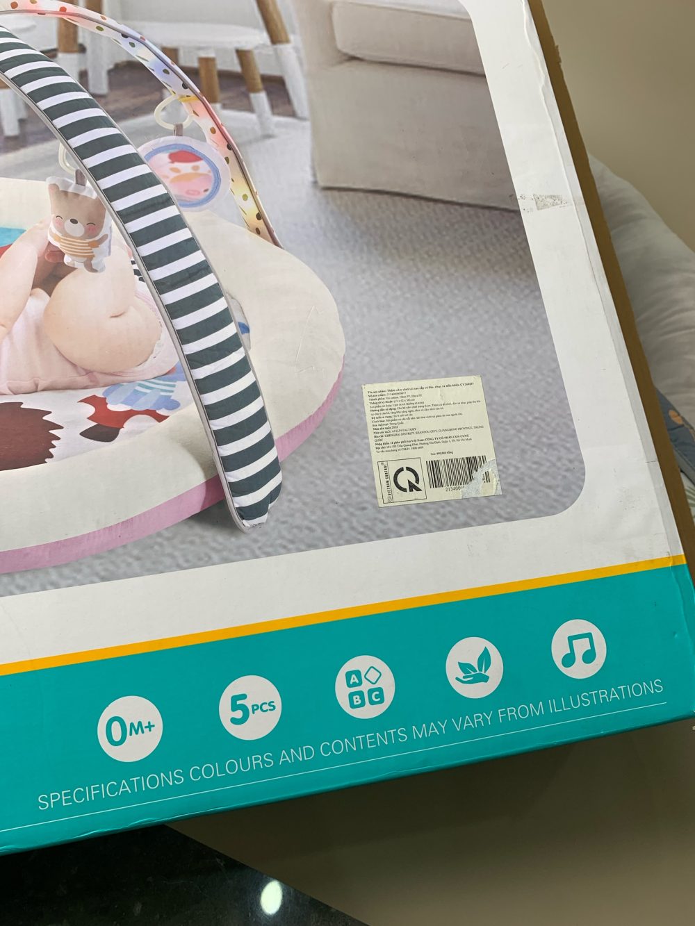 Thảm vải nằm chơi Telun Baby (ConCung) có nhạc, đèn, bảng điểu khiển màu xám (fullbox) - Ảnh 14