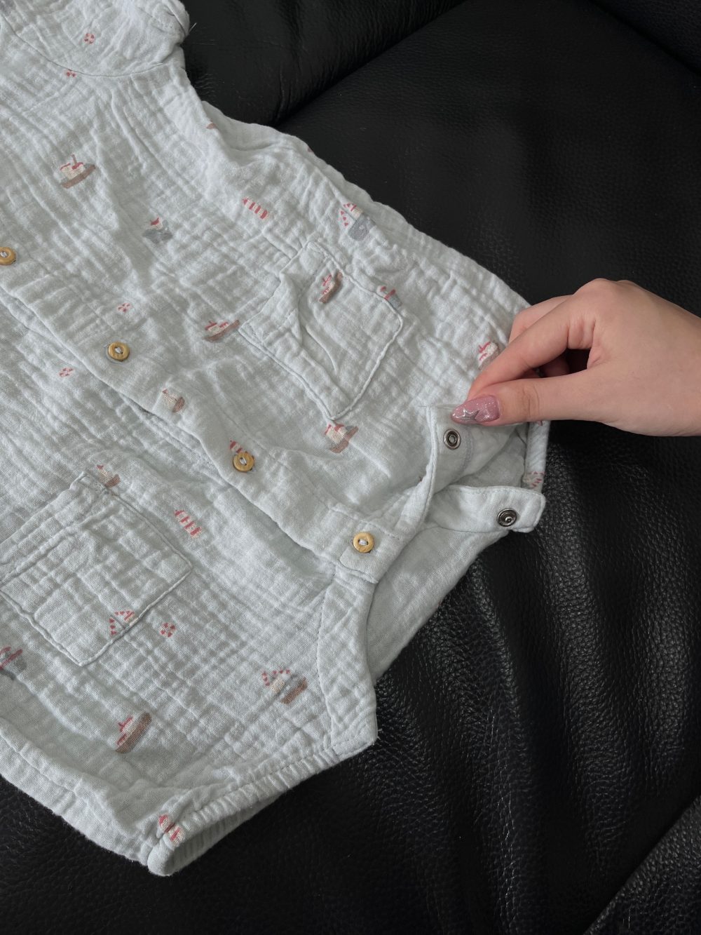 Set 4 bodysuit H&M màu xanh/be (size 2→9m) - Ảnh 22