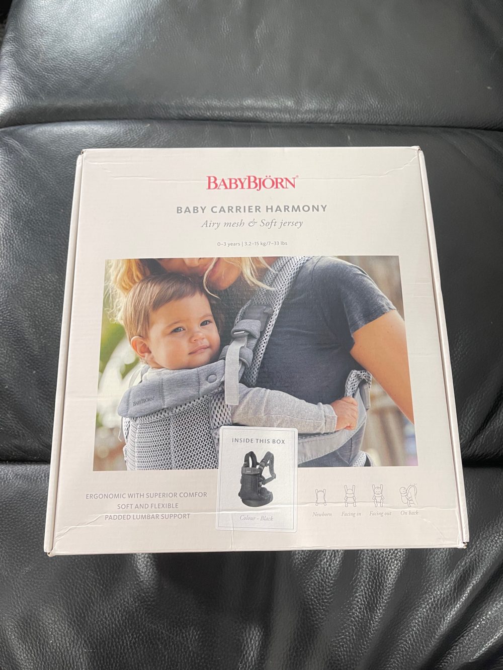 Địu Baby Bjorn Harmony - Màu Black (Full box, Size: 3,2->15kg ~ 0->3y) - Ảnh 25