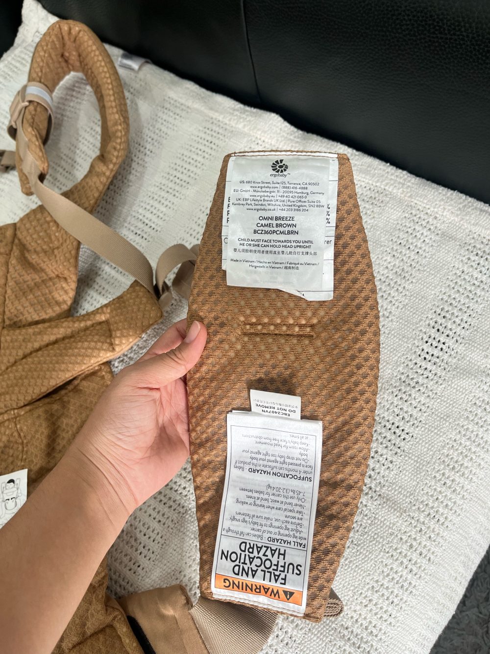 Địu Ergobaby Omni Breeze màu Camel Brown ( size:0->48m ~ 3kg2->20kg) - Ảnh 13