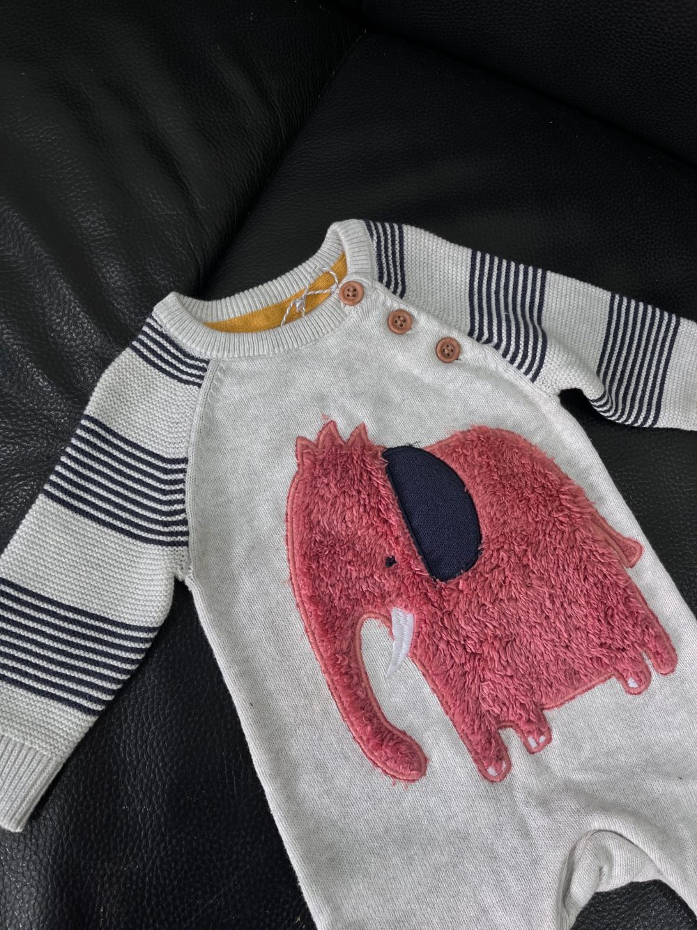 Set bodysuit len Mothercare kèm 2 bodysuit H&M màu trắng/sọc xanh (size 0→4m) - Ảnh 16