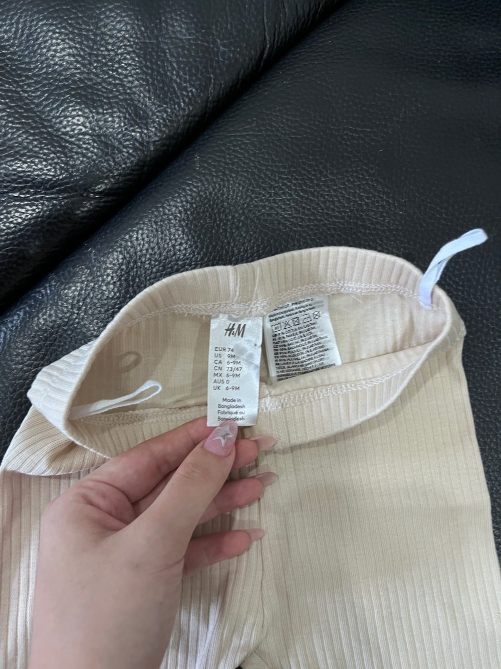 Set 2 quần dài H&M màu be/nâu (size 6→9m) - Ảnh 5