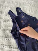 Set đồ bộ ngắn tay MoneBebé màu trắng kèm 2 yếm và 1 bodysuit Carter’s màu xanh (size 3→9m) - Ảnh 3