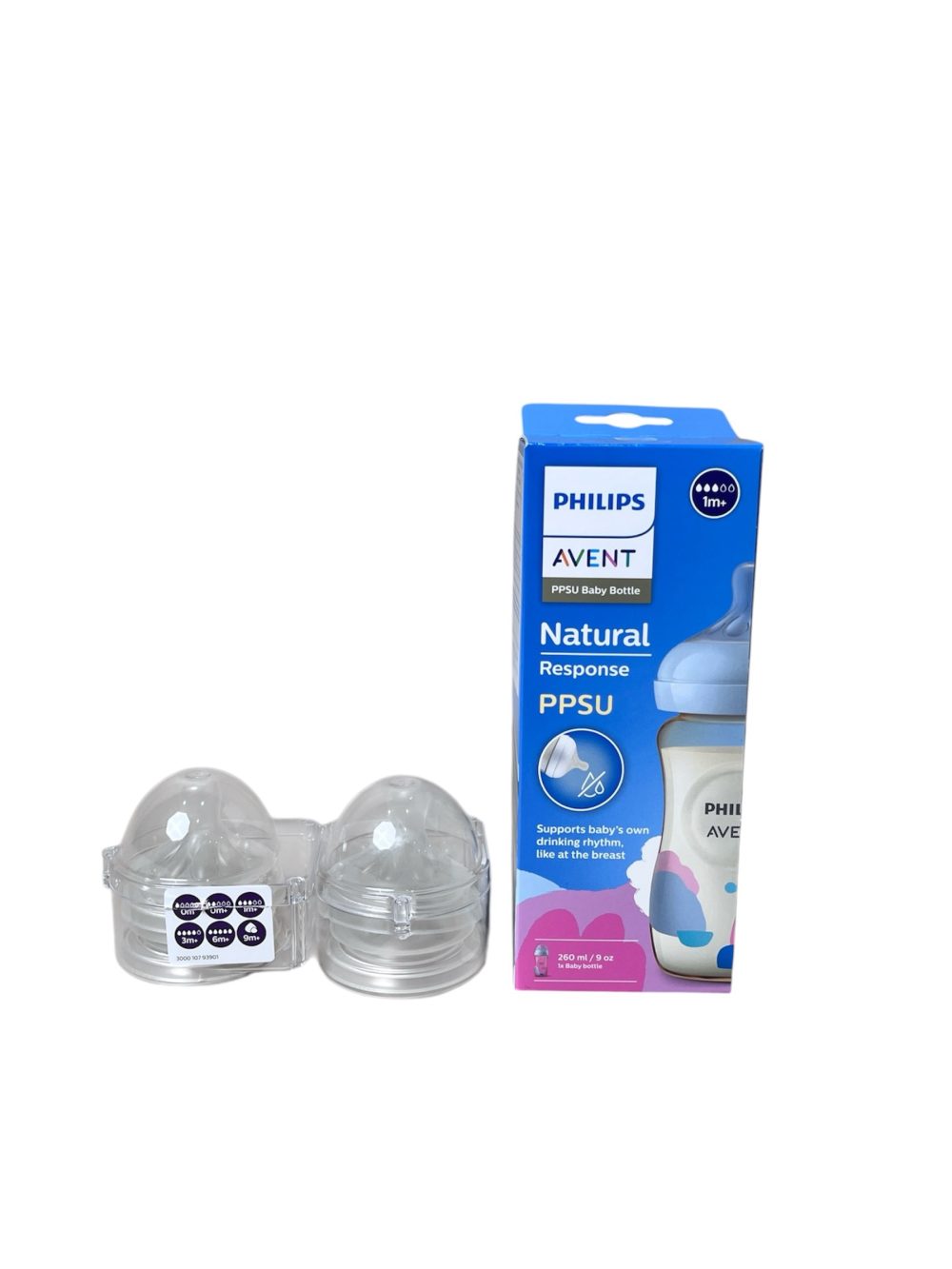 7fdf753c18c945daae3521d21515fe3f Bình sữa PHILIPS AVENT PPSU 260ml ( full box) kèm 4 núm ti size số 2,3,4 - Ảnh 1