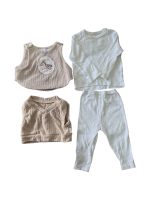 Set 2 áo gile màu be Nous và Nubes tặng kèm bộ dài tay No brand màu trắng (size 3→6m)