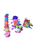 Set thú nhồi bông đồ chơi Tomy Lamaze, K’s kids hình sâu dài và sách vải Jollybaby chủ đề đuôi khủng long
