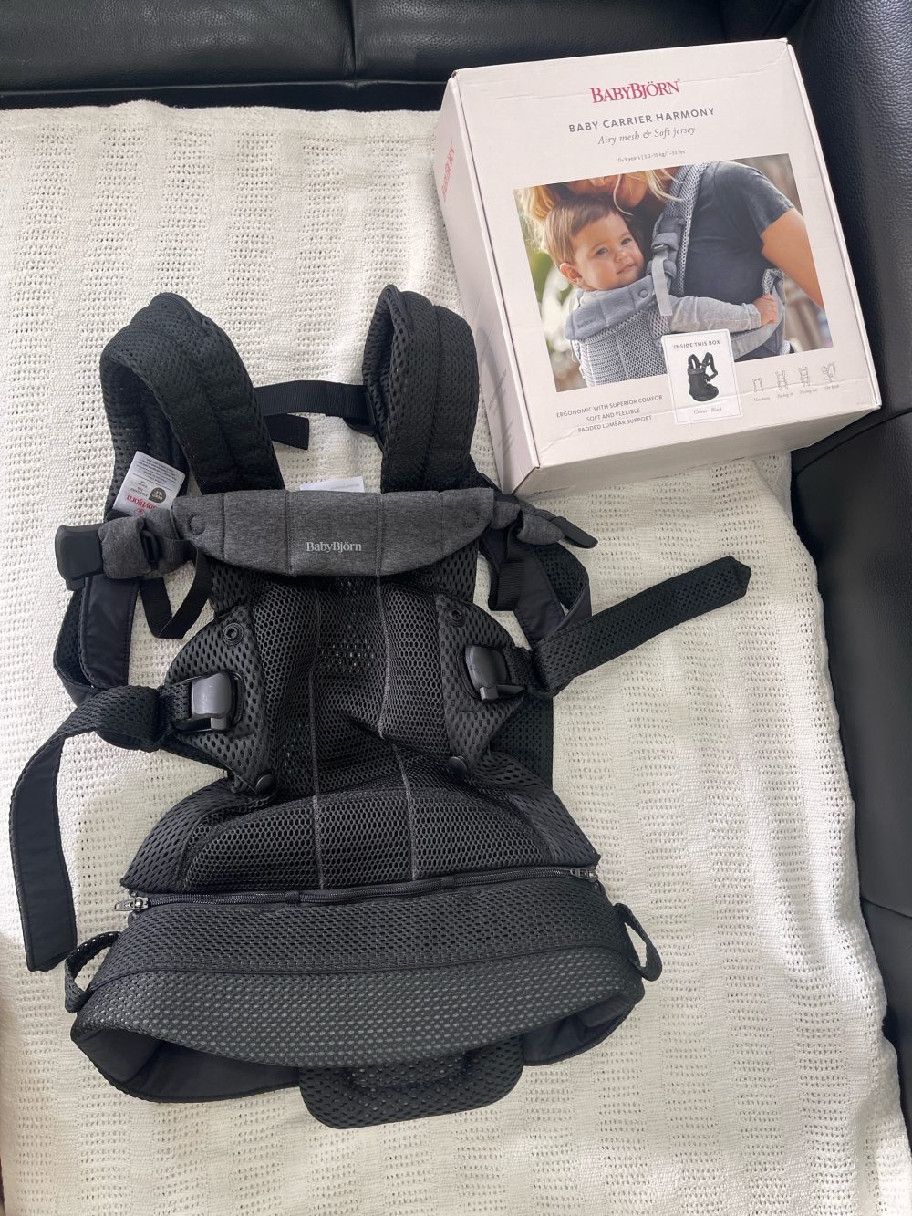 Địu Baby Bjorn Harmony - Màu Black (Full box, Size: 3,2->15kg ~ 0->3y) - Ảnh 2