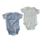 Set 2 bodysuit ngắn tay Mothercare màu sọc xanh dương/xanh lá (size 3→6m)