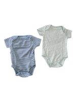 Set 2 bodysuit ngắn tay Mothercare màu sọc xanh dương/xanh lá (size 3→6m)