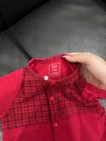 Bộ liền thân dài Nous màu đỏ phối kẻ ca rô kèm mũ và lá cổ trắng (size 6→9m) - Ảnh 10