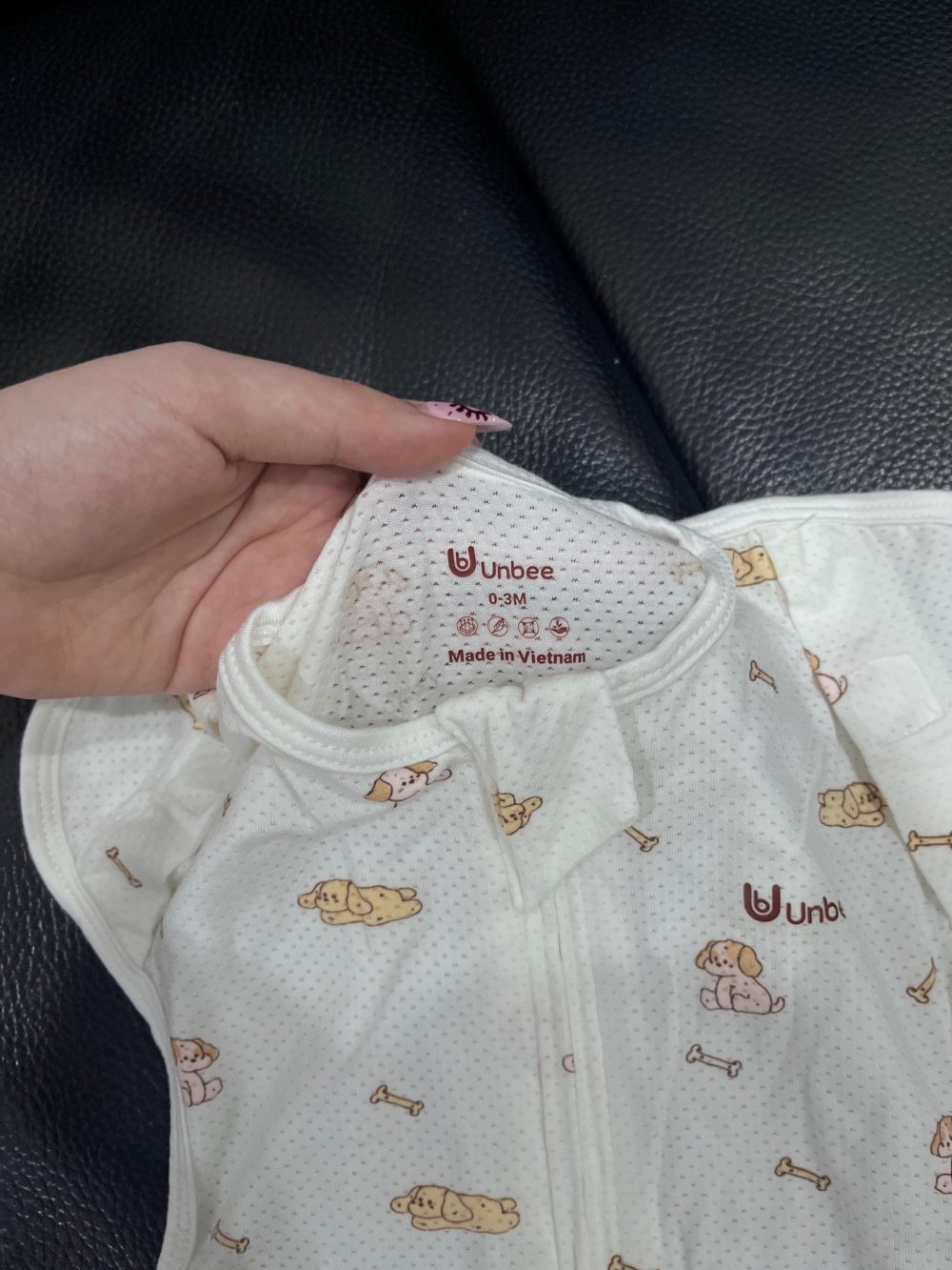 Set 3 nhộng kén ngủ Unbee, 2 màu trắng họa tiết hoạt hình (size 0→3m) & 1 màu xanh (size 0→6m) - Ảnh 11