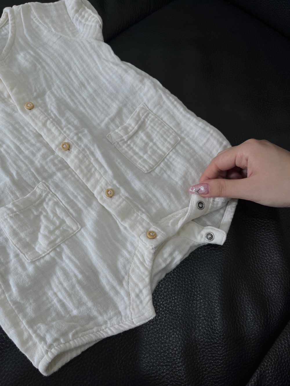 Set 4 bodysuit H&M màu xanh/be (size 2→9m) - Ảnh 2