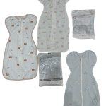 Set 3 nhộng kén ngủ Unbee, 2 màu trắng họa tiết hoạt hình (size 0→3m) & 1 màu xanh (size 0→6m)