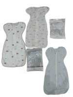 Set 3 nhộng kén ngủ Unbee, 2 màu trắng họa tiết hoạt hình (size 0→3m) & 1 màu xanh (size 0→6m)