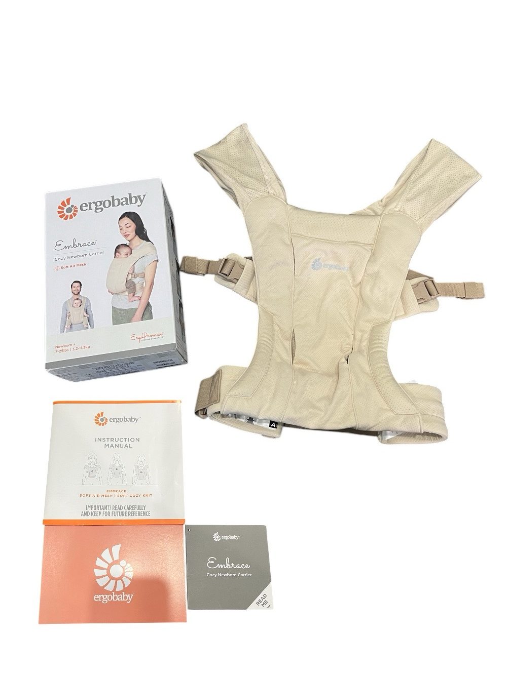 Địu Ergobaby Soft Air Mesh, Cream ( full box, size: 3.2kg – 11.3kg (0–> 24m)