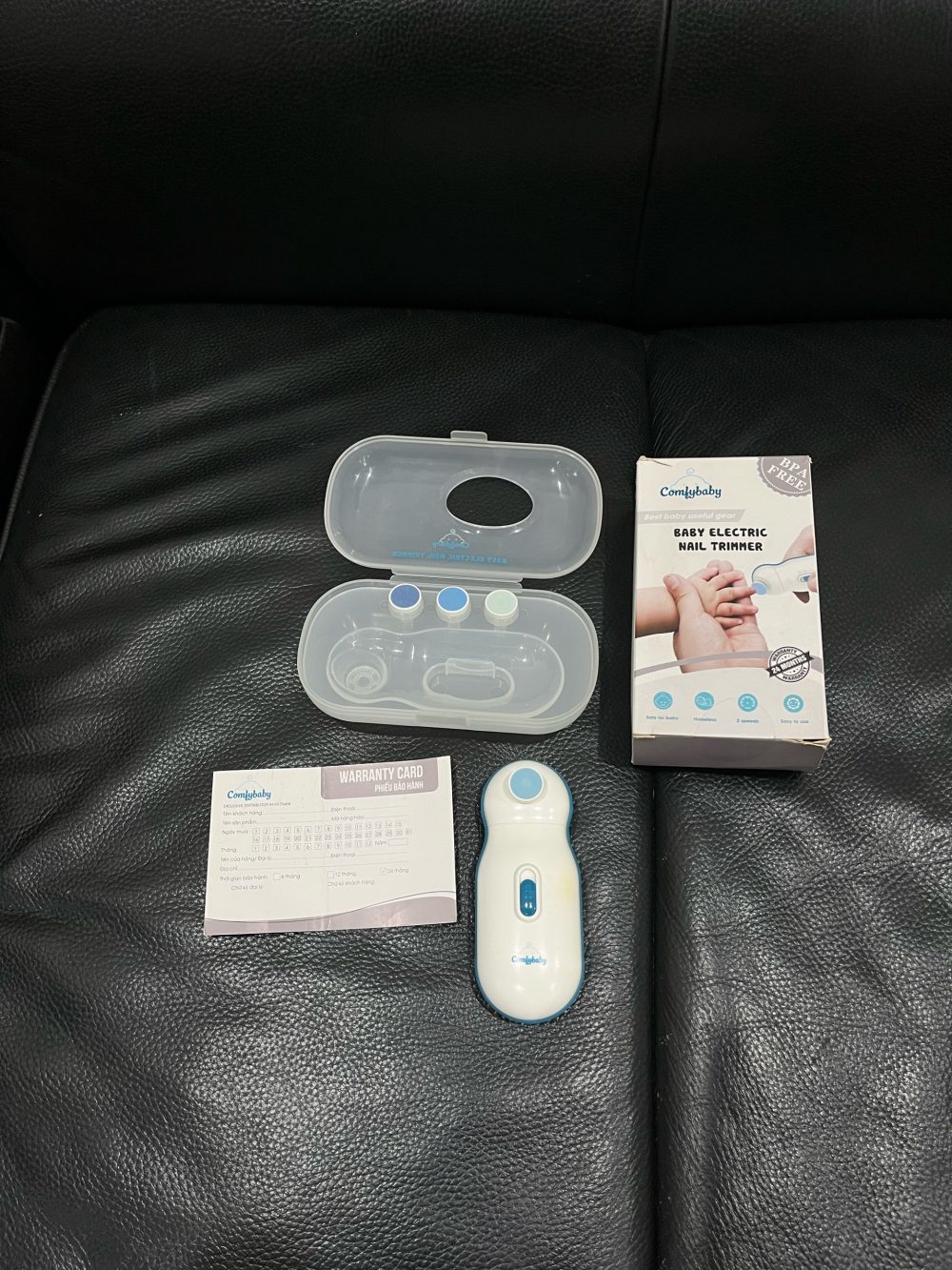 Máy dũa móng tay Comfybaby màu trắng viền xanh ( full box) - Ảnh 8