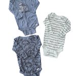 Set 3 bodysuit Gerber màu xanh họa tiết khủng long (size 3→6m)