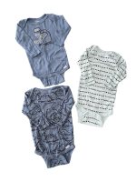 Set 3 bodysuit Gerber màu xanh họa tiết khủng long (size 3→6m)