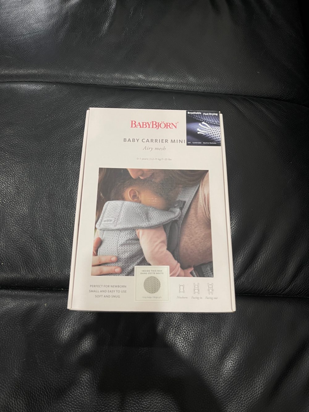 Địu BabyBjorn Baby Carrier Mini Ariy mesh màu grey beige (size: 0m->1y~ 3kg2->11kg) full box (Bill VNQ) - Ảnh 16
