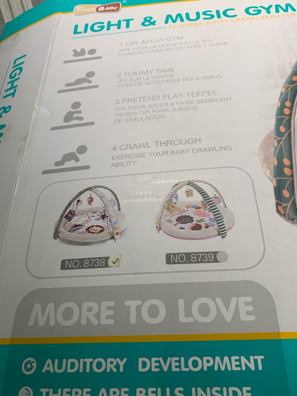 Thảm vải nằm chơi Telun Baby (ConCung) có nhạc, đèn, bảng điểu khiển màu xám (fullbox) - Ảnh 21