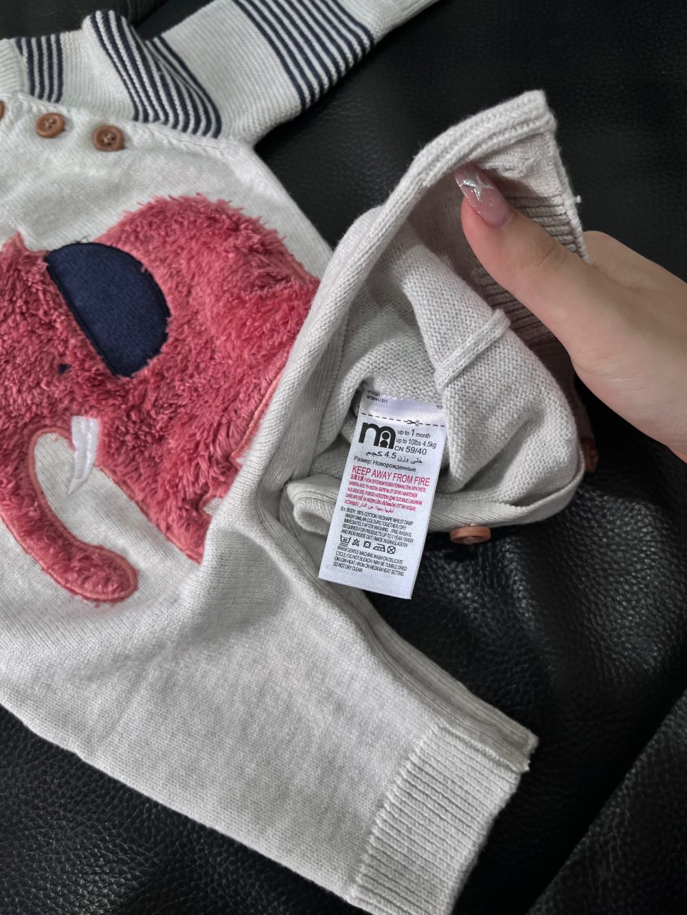 Set bodysuit len Mothercare kèm 2 bodysuit H&M màu trắng/sọc xanh (size 0→4m) - Ảnh 13
