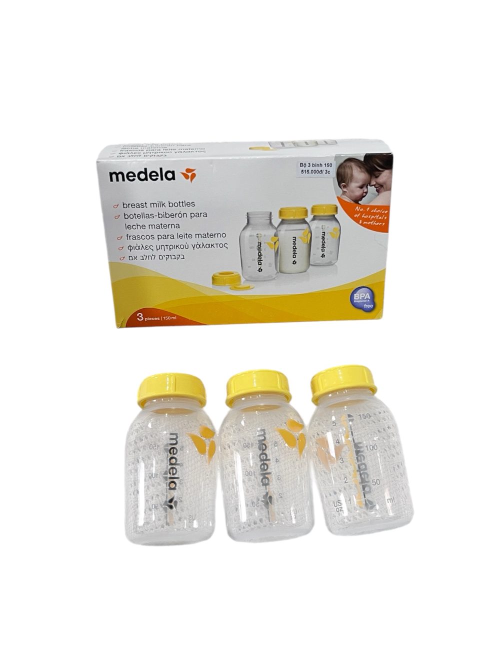 c9714e432a2f49d89a08fcb9d73f6928 Bộ 3 bình sữa 150ml Medela (full box) - Ảnh 1
