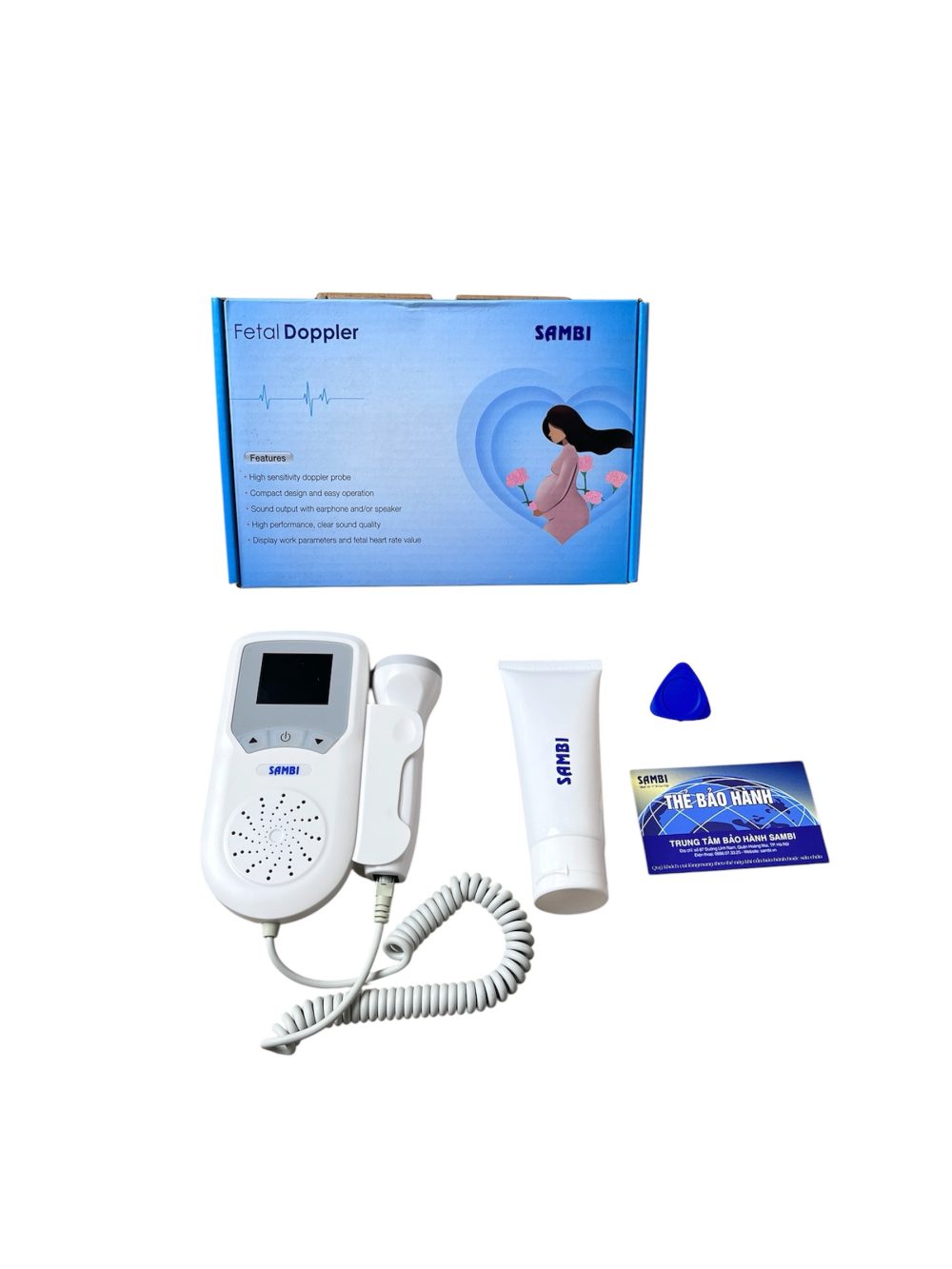 Máy đo tim thai Sambi Fetal Doppler (full box) kèm gel - Ảnh 1