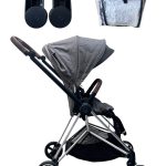 Xe đẩy Cybex mios 3 màu xám khung bạc ( size: 0->4y, tối đa 22kg) kèm adapter và áo mưa cybex