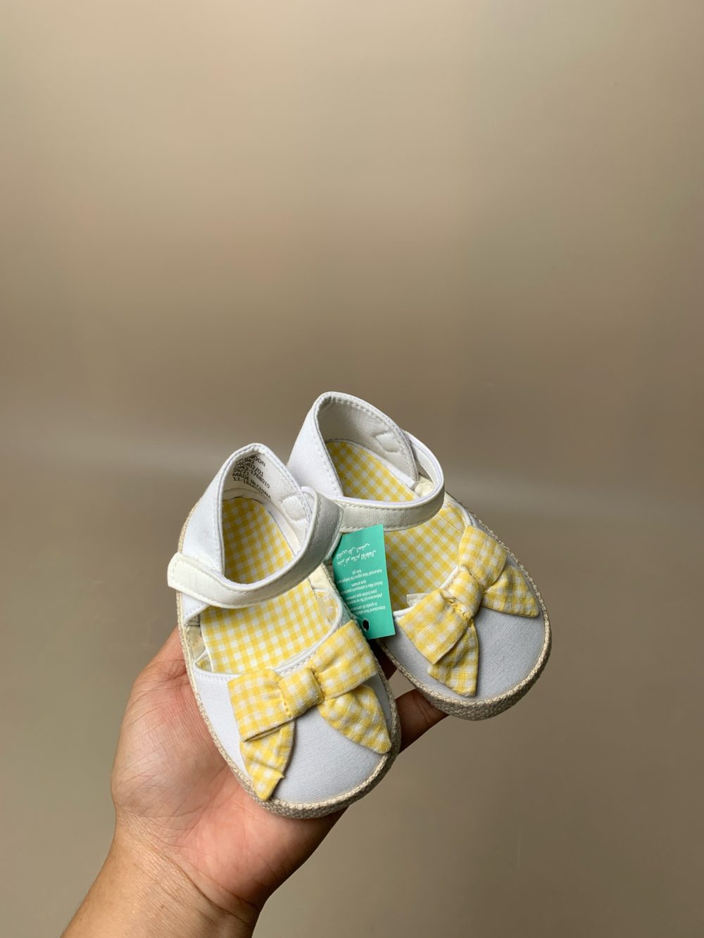 Giày vải tập đi MonSoon nơ caro vàng (12-18m/11,5-12cm) - Ảnh 3