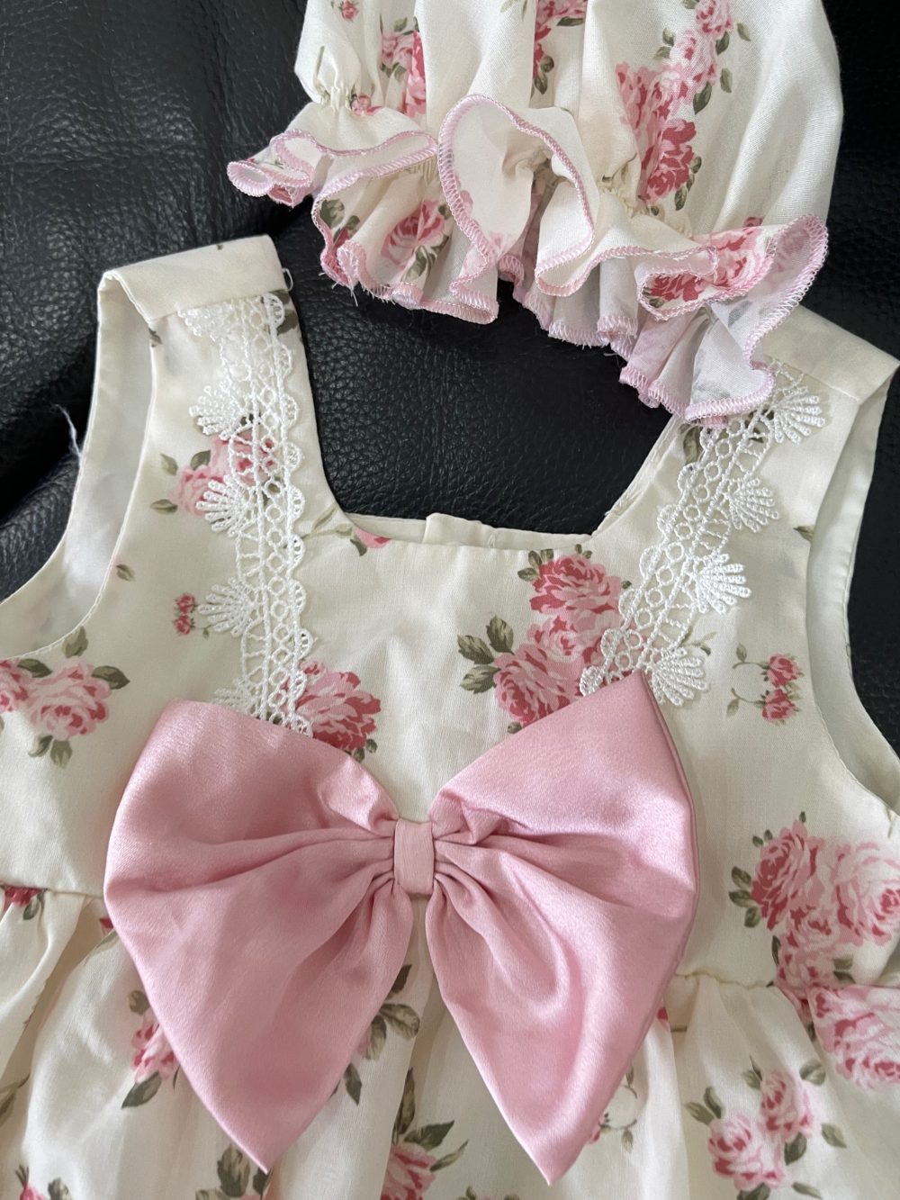 Váy xoè H&M vải tuyn màu kem, tặng kèm váy bodysuit nhí hoa hồng (size: 0->3m) - Ảnh 6
