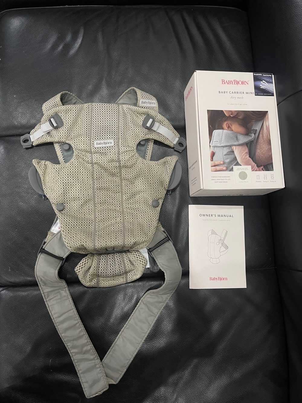 Địu BabyBjorn Baby Carrier Mini Ariy mesh màu grey beige (size: 0m->1y~ 3kg2->11kg) full box (Bill VNQ) - Ảnh 11