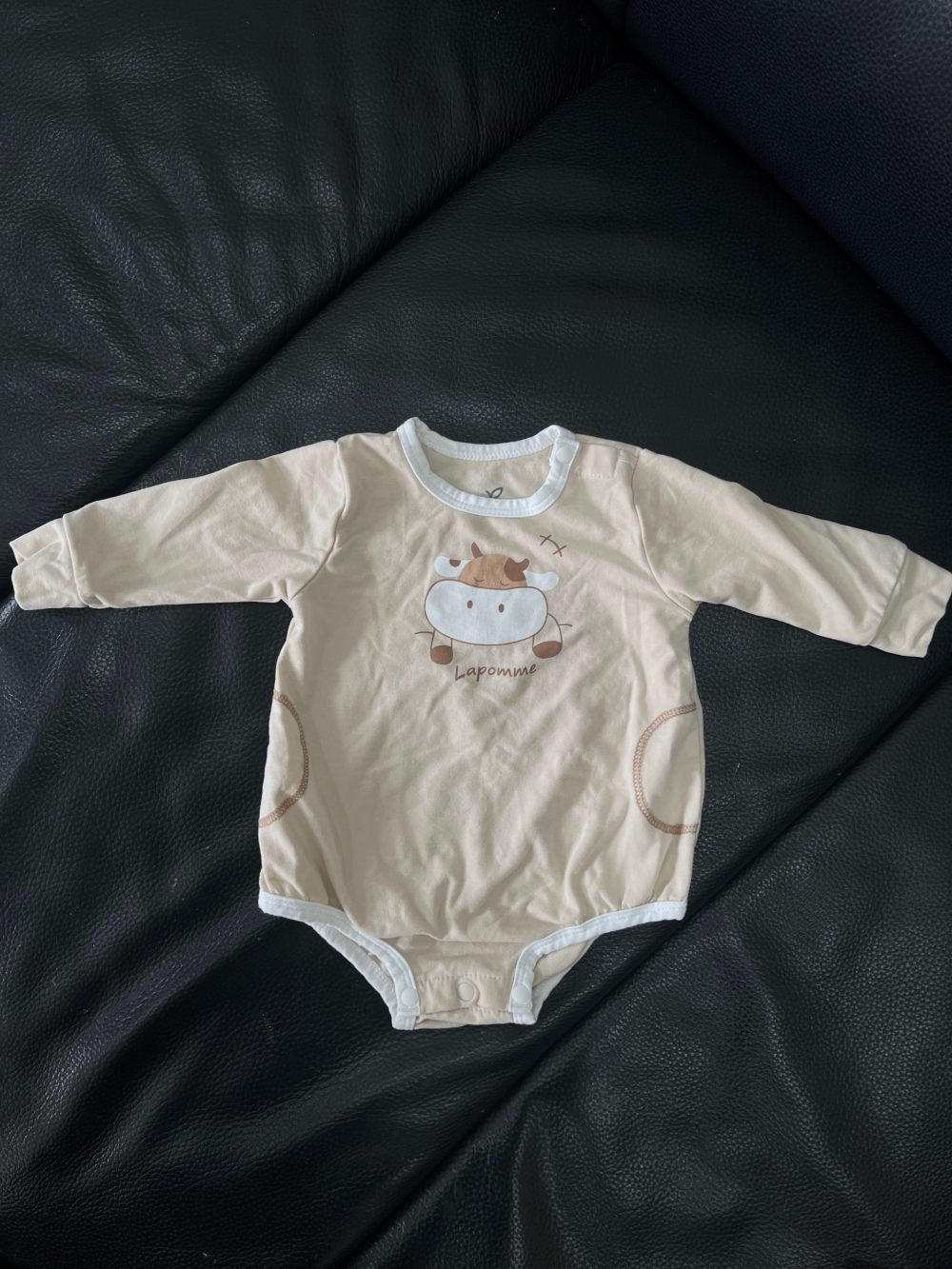 Set bodysuit dài tay kèm quần La Pomme màu nâu (size 0→3m) và bộ quần áo dài tay Asbaby màu trắng (size 3→6m) tặng kèm sleepsuit no brand màu trắng - Ảnh 16
