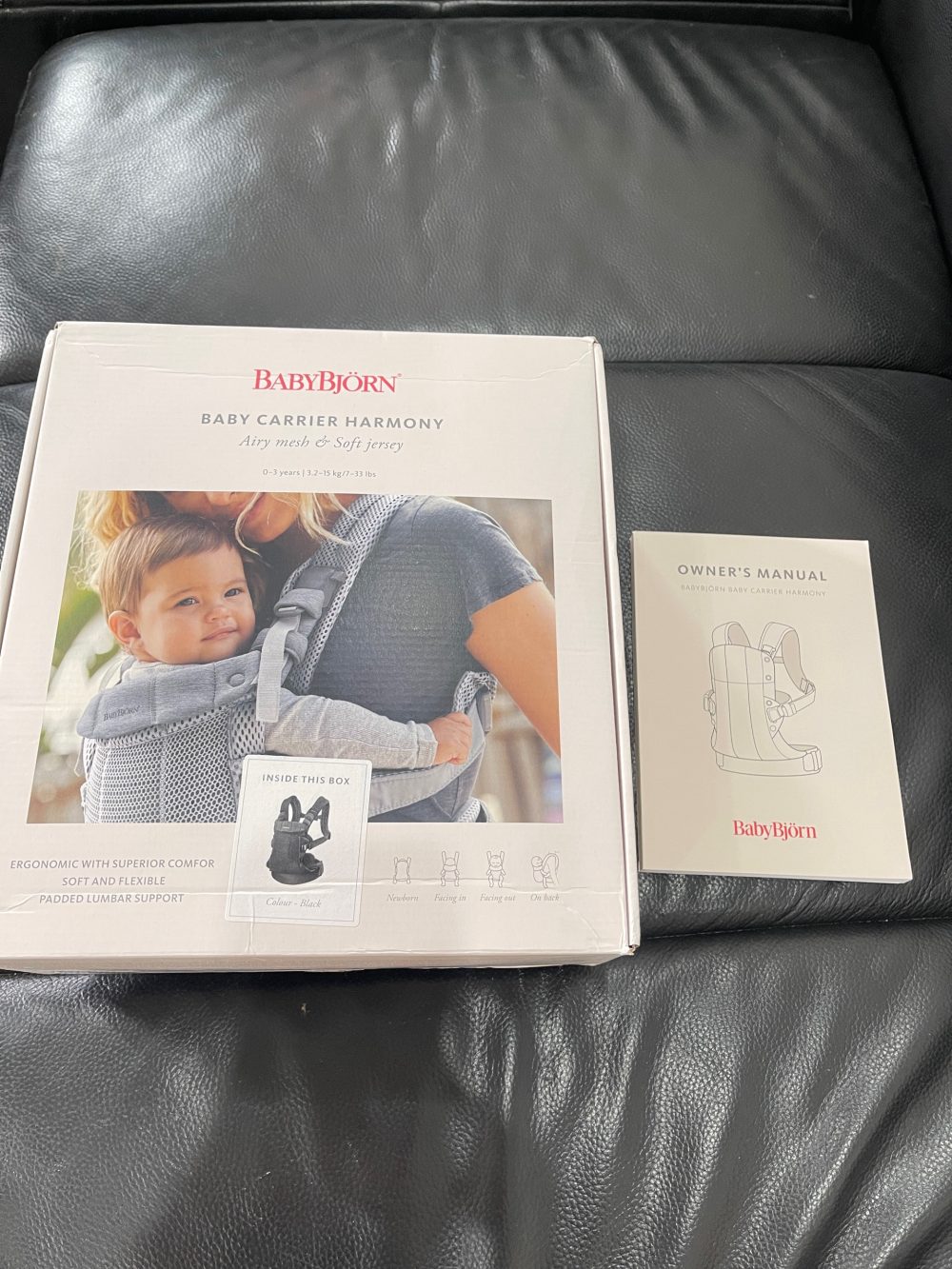 Địu Baby Bjorn Harmony - Màu Black (Full box, Size: 3,2->15kg ~ 0->3y) - Ảnh 24