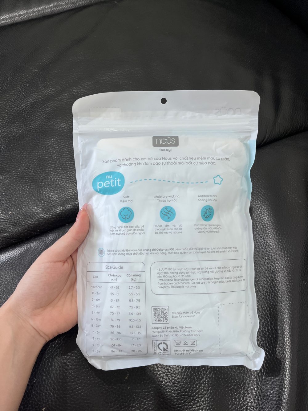 Đồ bộ dài tay Nous màu xanh nhạt (size 6→9m) - Ảnh 3