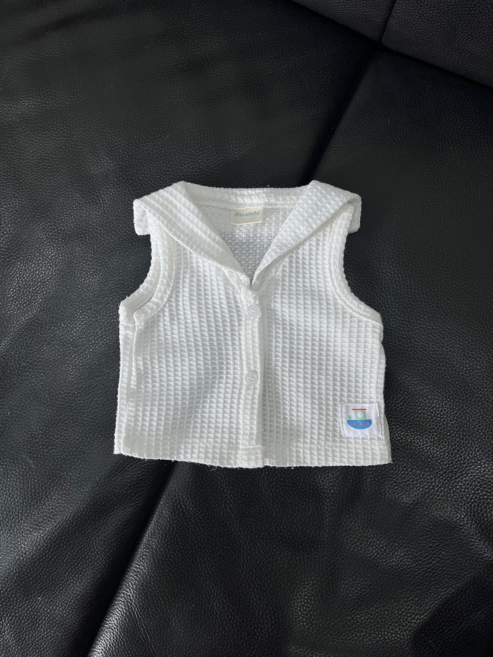 Set đồ bộ ngắn tay MoneBebé màu trắng kèm 2 yếm và 1 bodysuit Carter’s màu xanh (size 3→9m) - Ảnh 31