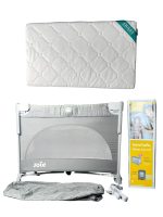 Cũi gấp gọn Joie Kubbie Sleep Foggy Gray và đệm cũi xơ dừa Chilux ( fullbox)