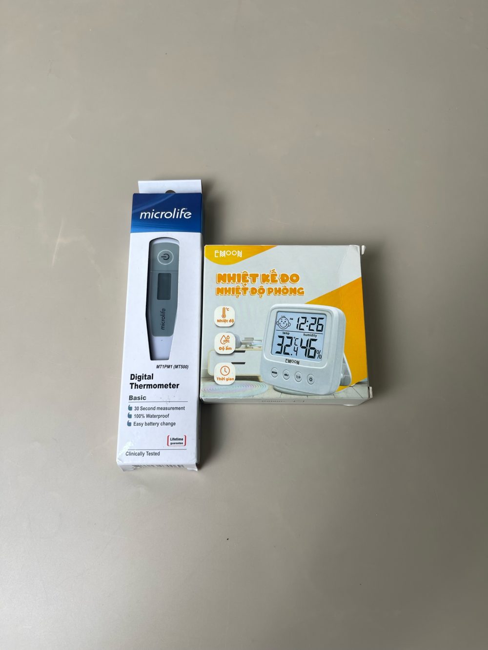 Nhiệt kế microlife, máy đo độ ẩm emoon ( full box) - Ảnh 7