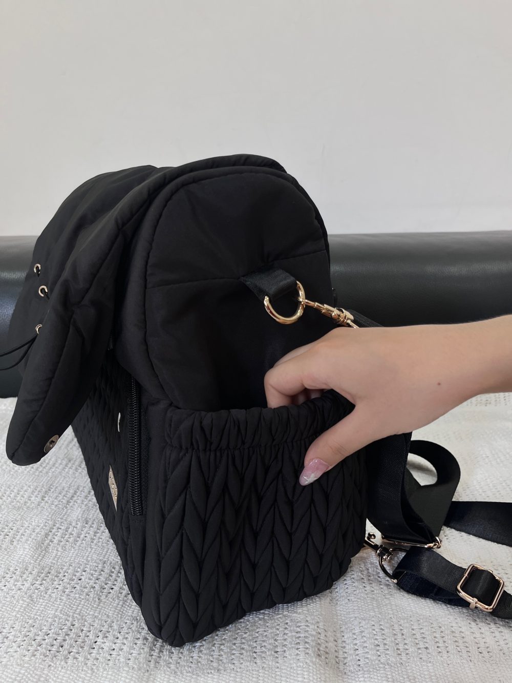 Balo kiêm túi đeo chéo đựng đồ cho bé Hannah & Sophia Belle màu đen - Ảnh 2