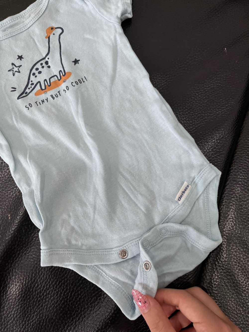 Set 2 bộ bodysuit Gerber màu cam/xanh dương (size 6→9m) - Ảnh 5