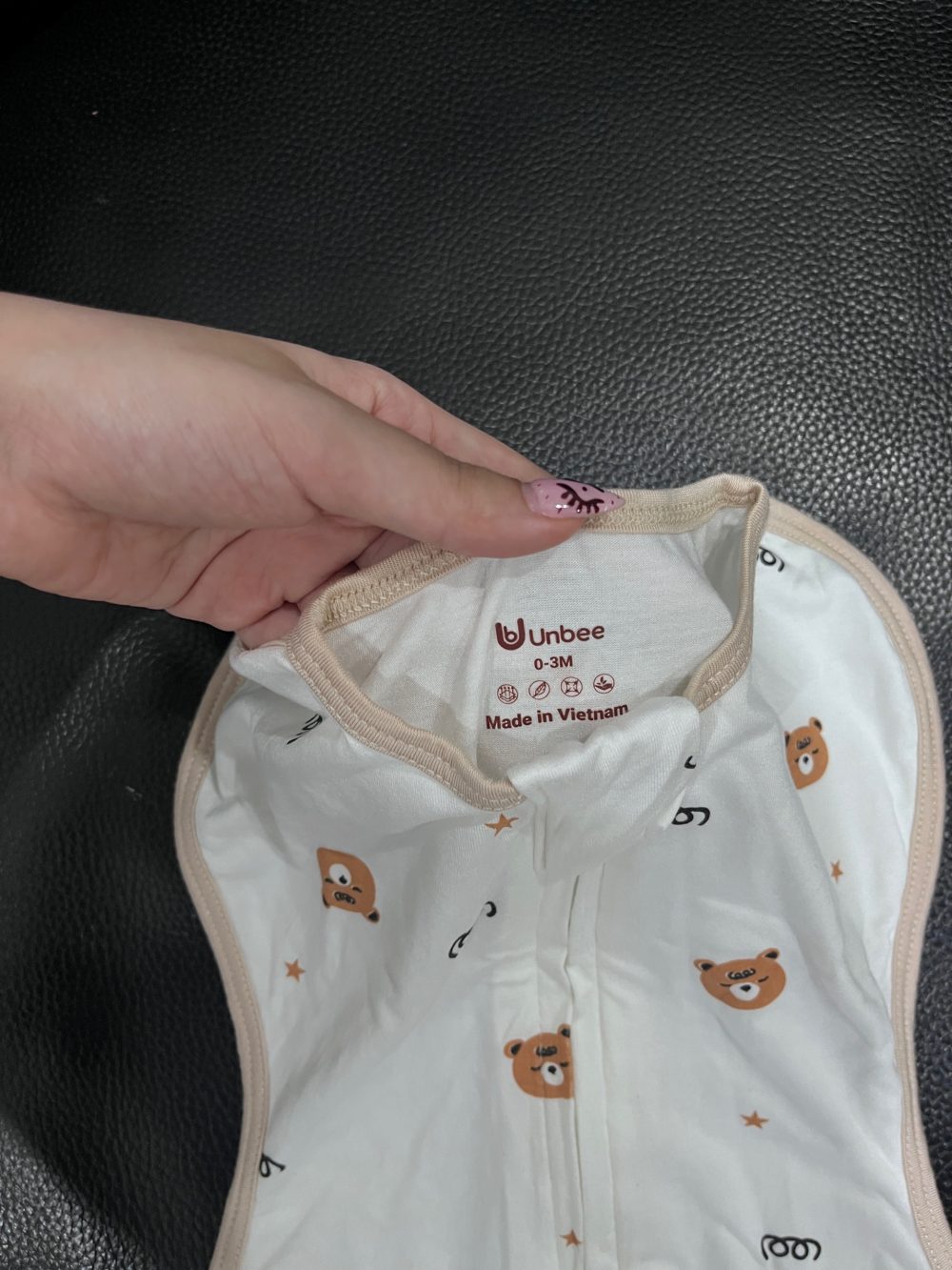 Set 3 nhộng kén ngủ Unbee, 2 màu trắng họa tiết hoạt hình (size 0→3m) & 1 màu xanh (size 0→6m) - Ảnh 3