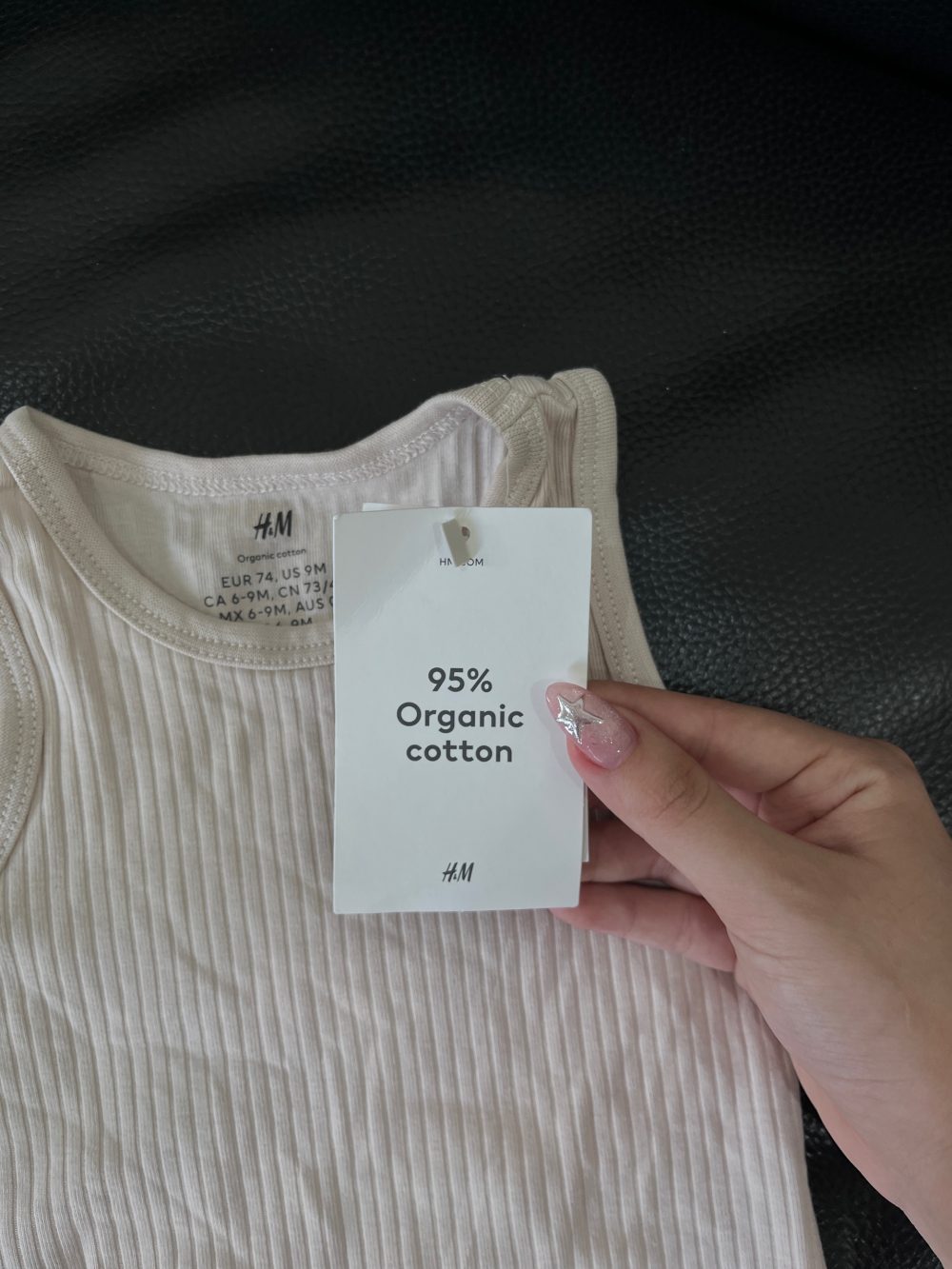 Set 2 bodysuit H&M màu trắng/nâu (size 6→9m) - Ảnh 2
