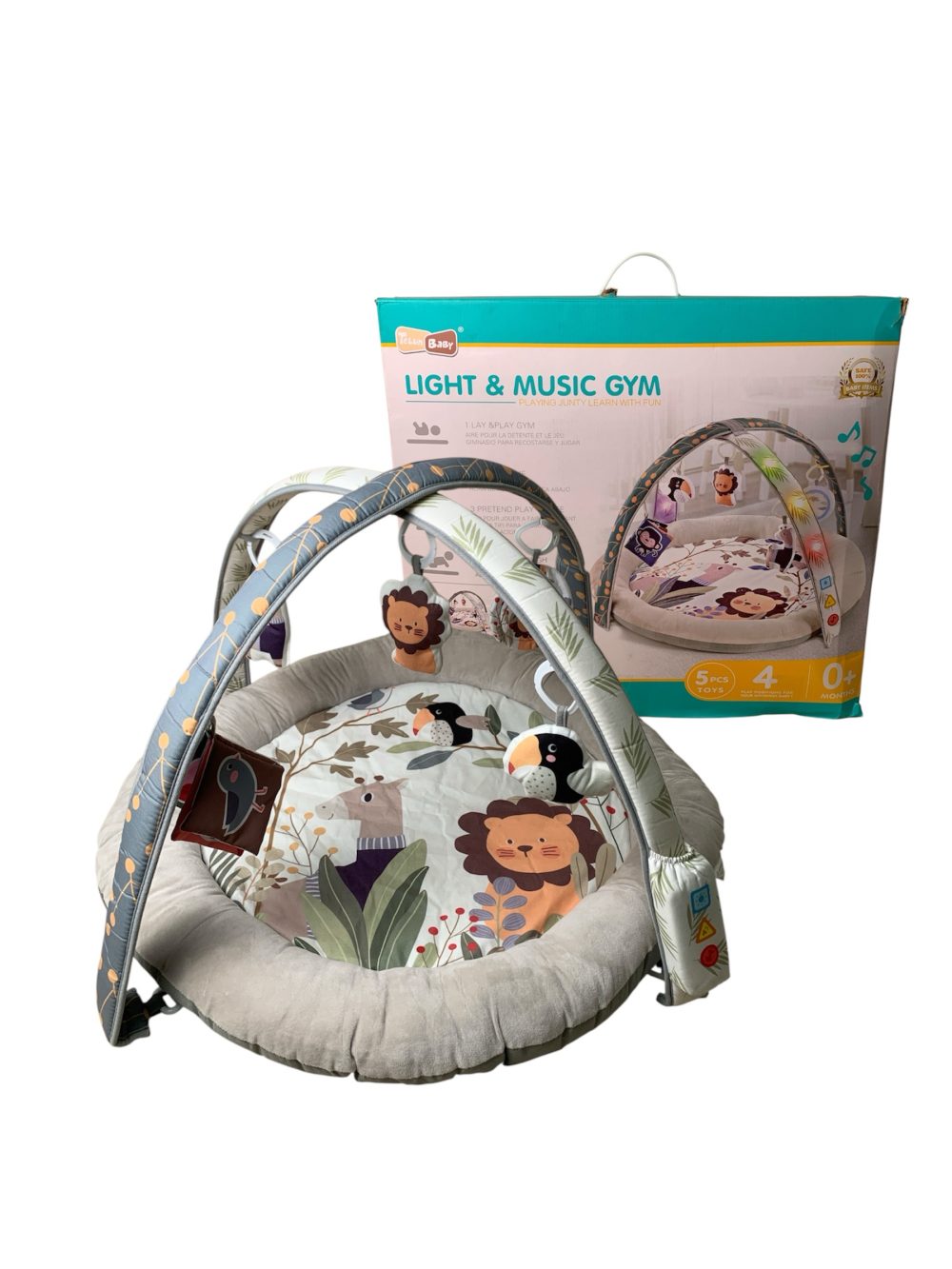 f8662b4082c54d73a200626a112304a4 Thảm vải nằm chơi Telun Baby (ConCung) có nhạc, đèn, bảng điểu khiển màu xám (fullbox) - Ảnh 1
