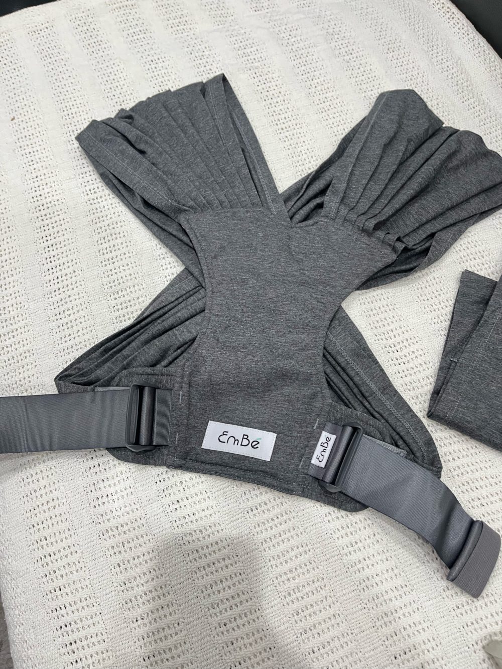 Địu vải Embé Sling màu Charcoal dòng flex ( size: 0->24m, còn túi đựng) - Ảnh 4