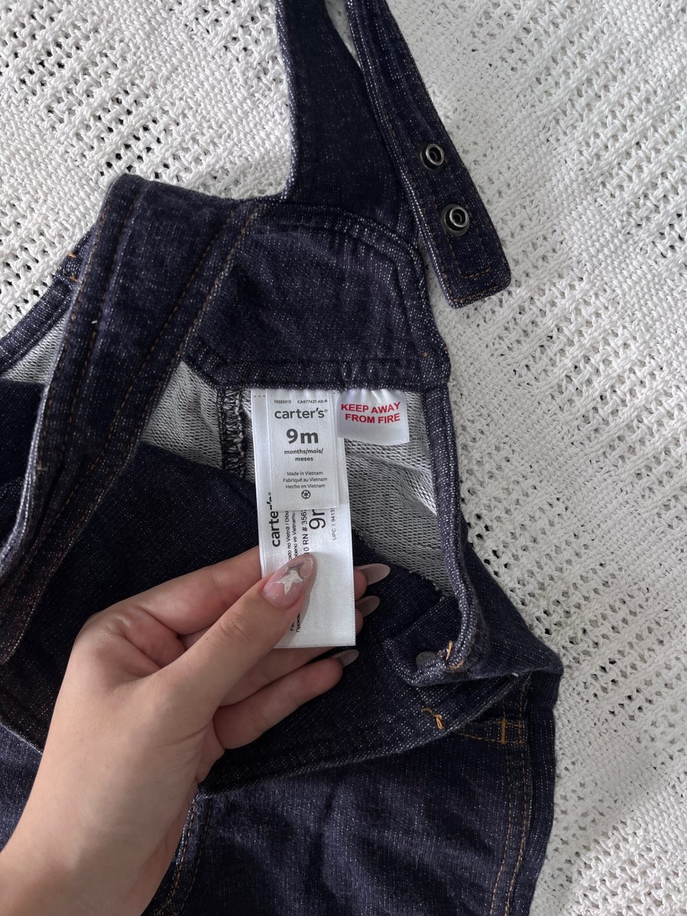 Set đồ bộ ngắn tay MoneBebé màu trắng kèm 2 yếm và 1 bodysuit Carter’s màu xanh (size 3→9m) - Ảnh 13