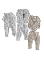 Set bodysuit dài tay kèm quần La Pomme màu nâu (size 0→3m) và bộ quần áo dài tay Asbaby màu trắng (size 3→6m) tặng kèm sleepsuit no brand màu trắng