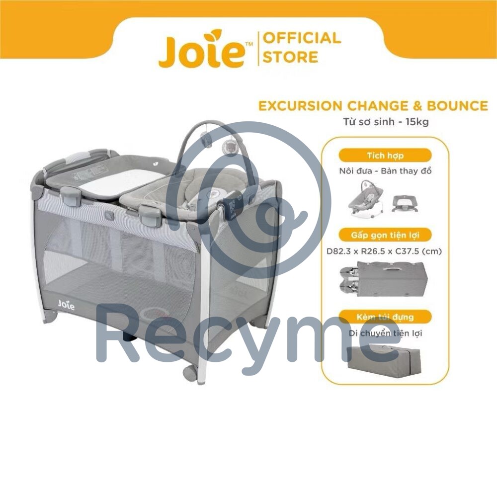 Giường cũi Joie Excursion Change & Bonce Potrait (size: 0→15kg, còn túi đựng) - Ảnh 2