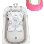 Chậu tắm gấp gọn kèm phao Inha màu xám tặng kèm mũ tắm No brand