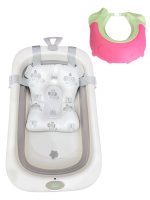 Chậu tắm gấp gọn kèm phao Inha màu xám tặng kèm mũ tắm No brand