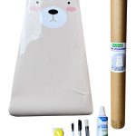 Bảng từ tính dán tường Easy Board hình gấu màu hồng 100x62cm kèm bút và nước lau (full box)